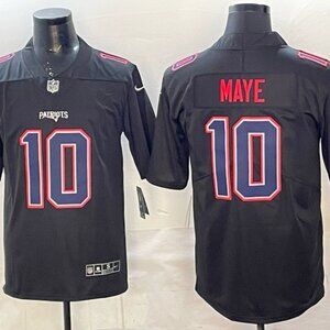 Drake Maye Black Carbon Jersey For Men Youth